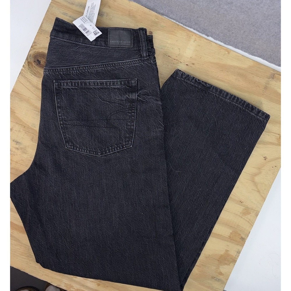New American Eagle Ex Boyfriend Jeans 30w Size 10 Black Low Rise Baggy Straight